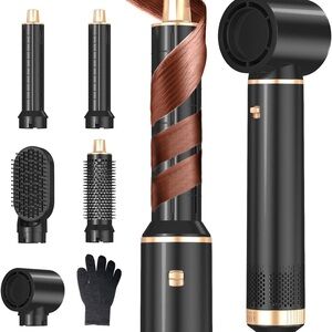 Black and Gold Hair Styling Tool Set 5 in 1